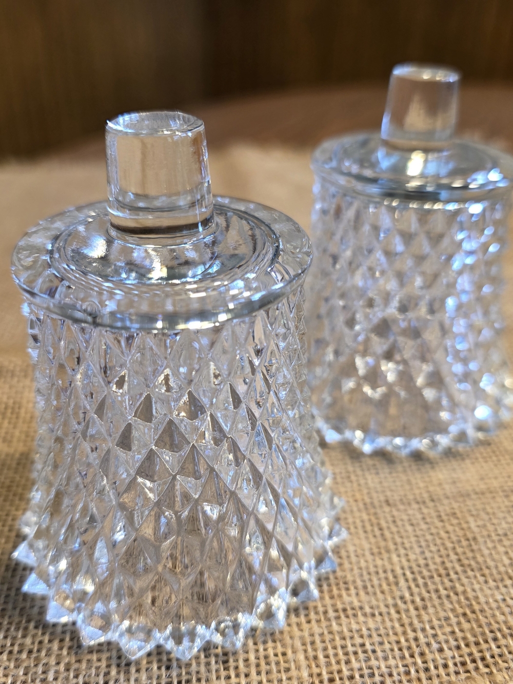 Clear Glass Diamond Point Tulip Peg Candle Cups